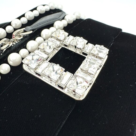 ROGER VIVIER RBWANMH70000LU Crystal Faux Pearl Vanity Micro 2WAY Hand Bag - Picture 12 of 14